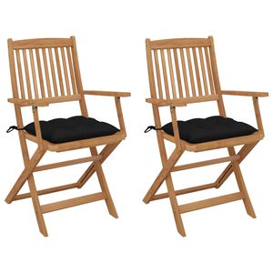 vidaXL Klappbare Gartenst&uuml;hle 2 Stk. mit Kissen Massivholz Akazie