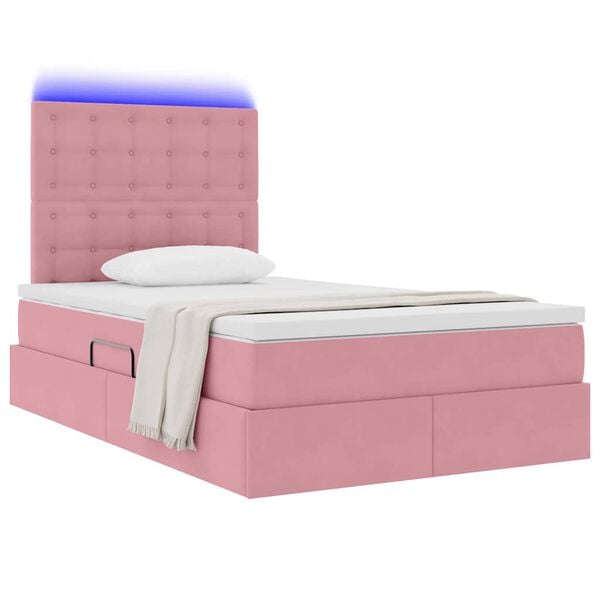 vidaXL Bett mit Stauraum und LED mit Matratze Rosa 120 x 200 cm Samt