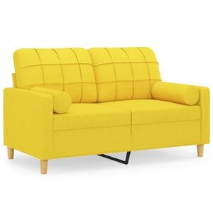 vidaXL 2-Sitzer-Sofa mit Zierkissen Hellgelb 120 cm Stoff
