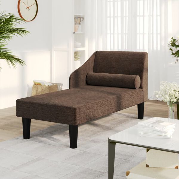 vidaXL Chaiselongue mit Nackenrolle Dunkelbraun Stoff
