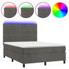 vidaXL Boxspringbett mit Matratze & LED Dunkelgrau 140x200 cm Samt
