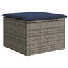 vidaXL Gartenhocker mit Kissen Grau 55x55x37 cm Poly Rattan