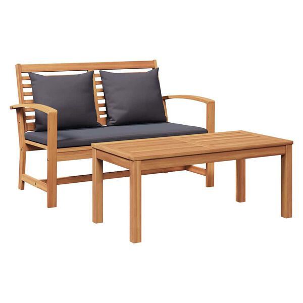 vidaXL Bank Braun und Dunkelgrau 110 x 66 x 76 cm Massivholz Teak