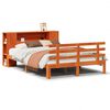 vidaXL Massivholzbett mit Regal ohne Matratze Wachsbraun 140x190 cm