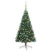 vidaXL K&uuml;nstlicher Halb-Weihnachtsbaum Beleuchtung Kugeln Gr&uuml;n 120 cm