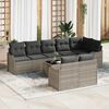 vidaXL Garten-Sofa-Set mit Kissen 9 pcs Hellgrau Poly Rattan