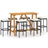 vidaXL 7-tlg. Gartenbar-Set mit Kissen Schwarz