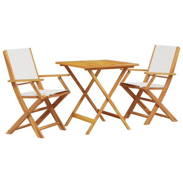 vidaXL 3-tlg. Bistro-Set Cremewei&szlig; Stoff und Massivholz