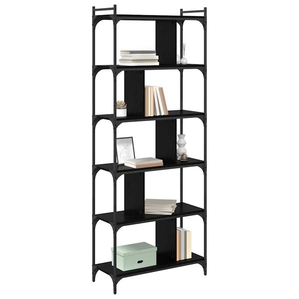 vidaXL B&uuml;cherregal Schwarz Eichen-Optik 76 x 32 x 192 cm Holzwerkstoff