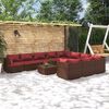 vidaXL 11-tlg. Garten-Lounge-Set mit Kissen Poly Rattan Braun