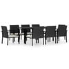 vidaXL 9-tlg. Garten-Essgruppe Poly Rattan Schwarz