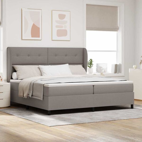 vidaXL Boxspringbett mit Matratze Taupe 200 x 200 cm Stoff