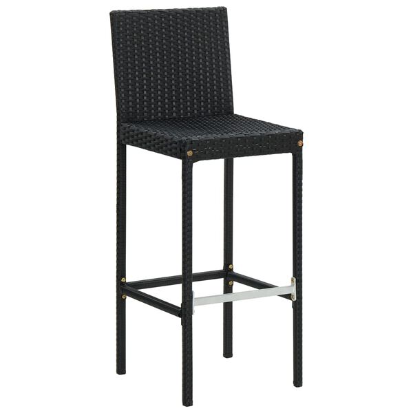 vidaXL Garten-Barhocker mit Kissen 4 Stk. Schwarz Poly Rattan