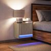 vidaXL Wand-Nachttisch mit LED-Leuchten Sonoma-Eiche