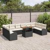 vidaXL Garten-Sofa-Set mit Kissen 11 pcs Schwarz und Creme