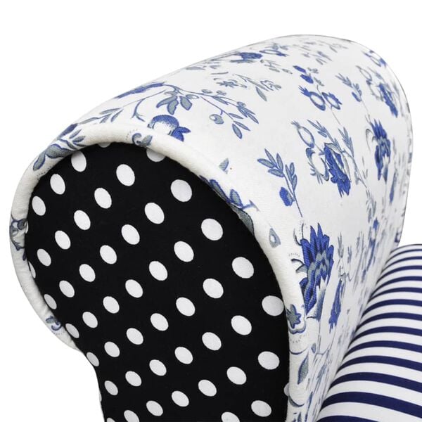 vidaXL Bank Patchwork Blau & Wei&szlig;