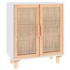 vidaXL Sideboard Wei&szlig; 60x30x70 cm Massivholz Kiefer und Natur-Rattan