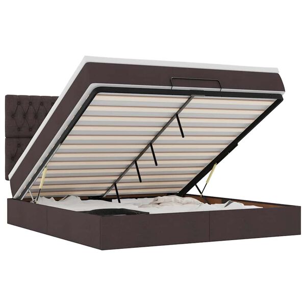 vidaXL Ottoman-Bett mit Matratze Dunkelbraun 180x200 cm Stoff