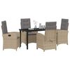 vidaXL Garten Essgruppe mit Kissen 5 pcs Beige Poly-Rattan