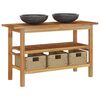 vidaXL Waschtisch mit Marmorwaschbecken Schwarz Massivholz Teak