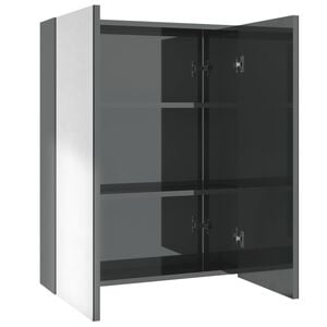 vidaXL Bad-Spiegelschrank 60x15x75 cm MDF Glänzendes Grau