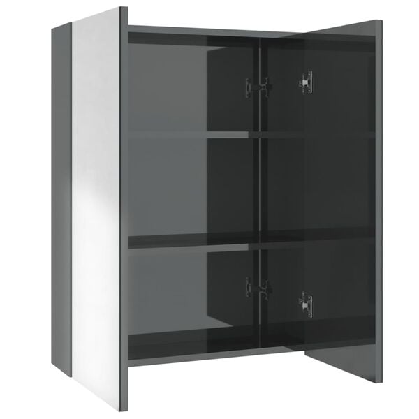 vidaXL Bad-Spiegelschrank 60x15x75 cm MDF Glänzendes Grau