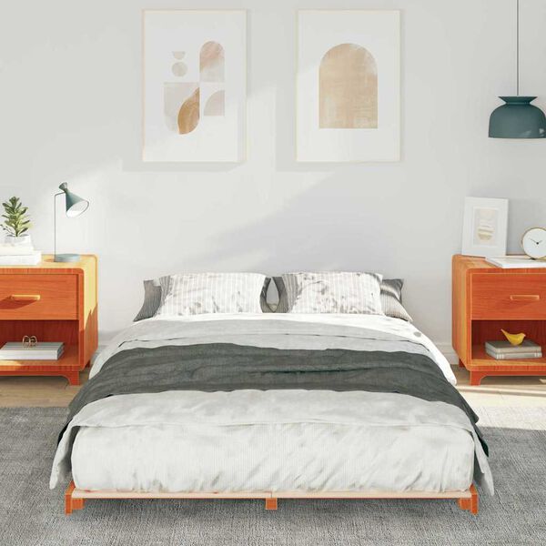 vidaXL Bodenbettgestell Wachsbraun 120 x190 cm Massivholz Kiefer