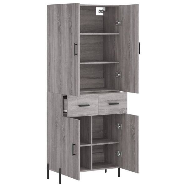 vidaXL Highboard Grau Sonoma 69,5x34x180 cm Holzwerkstoff