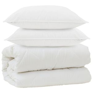 vidaXL Decke mit Kissen mit Kissen 3 pcs Wei&szlig; Mikrofaser