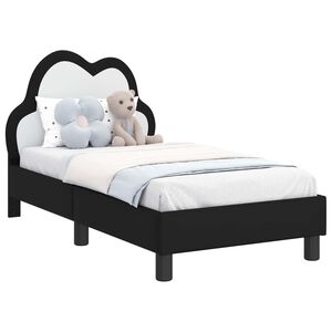 vidaXL Kinderbettgestell mit Kopfteil Schwarz 70 x 140 cm PU