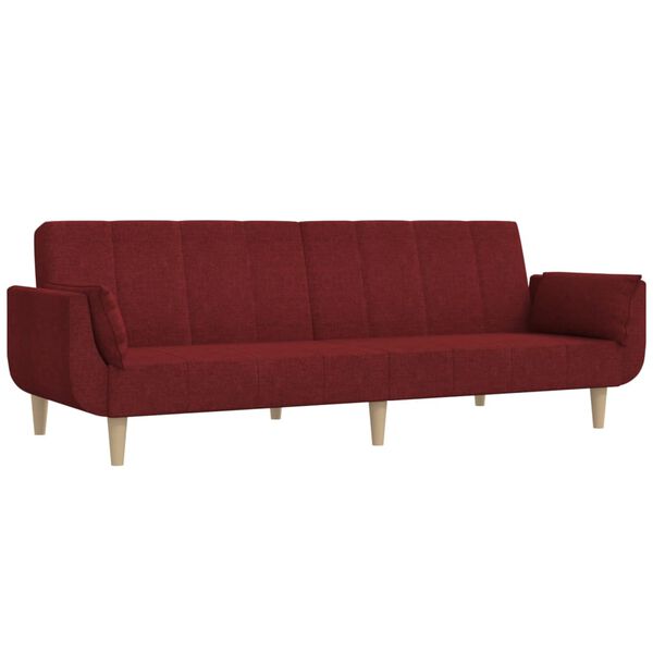 vidaXL Schlafsofa 2-Sitzer mit Hocker & 2 Kissen Weinrot Stoff