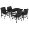vidaXL 5-tlg. Garten-Essgruppe mit Kissen Schwarz Poly Rattan
