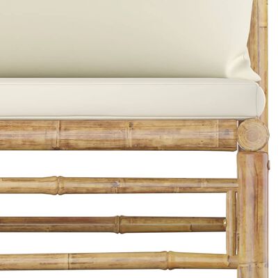 vidaXL 11-tlg. Garten-Lounge-Set mit Cremeweißen Kissen Bambus
