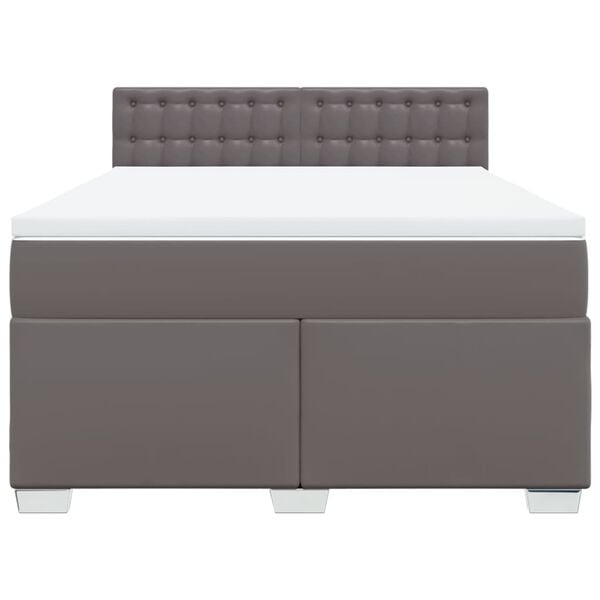 vidaXL Boxspringbett mit Matratze Grau 160x200 cm Kunstleder