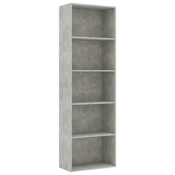 vidaXL B&uuml;cherregal 5 F&auml;cher Betongrau 60x30x189 cm Holzwerkstoff