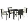 vidaXL Garten Essgruppe mit Kissen 5 pcs Schwarz Poly-Rattan