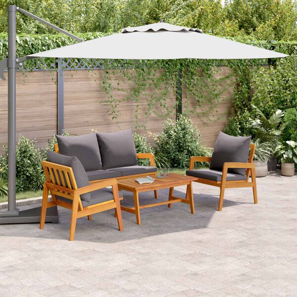 vidaXL Bistrogarnitur mit Kissen 4 pcs Braun Massivholz Akazie