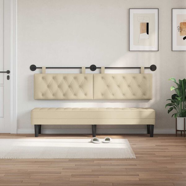 vidaXL H&auml;ngevorderseite Wandmontiert Creme 170 x 55 x 7 cm Stoff