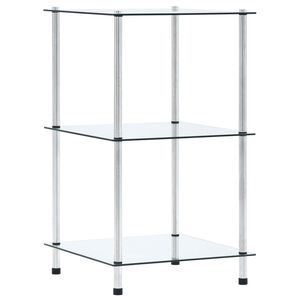 vidaXL Regal mit 3 Ablagen Transparent 40x40x67 cm Hartglas