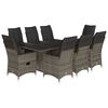 vidaXL 9-tlg. Garten-Essgruppe mit Kissen Grau Poly Rattan