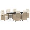 vidaXL Garten Essgruppe mit Kissen 7 pcs Beige Poly-Rattan