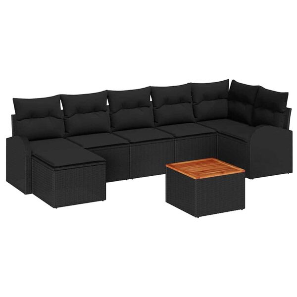 vidaXL Gartensofa-set mit Speicher 8 pcs Schwarz Poly-Rattan