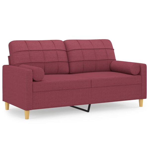 vidaXL 2-Sitzer-Sofa mit Zierkissen Weinrot 140 cm Stoff
