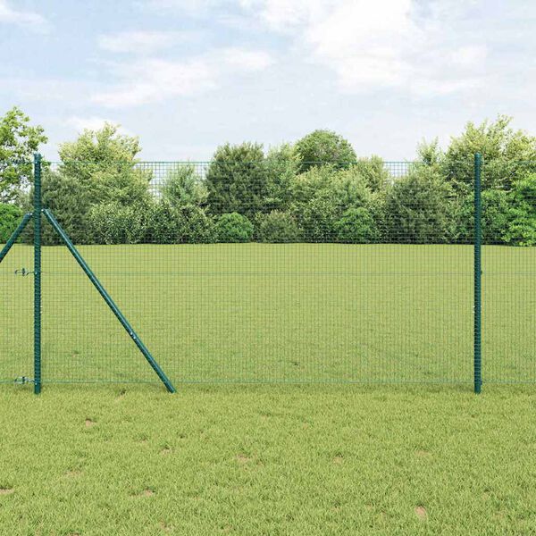 vidaXL Zaunpfosten Gr&uuml;n 50 x 1,2 m (19 x 19 mm Netz) Stahl und PVC
