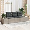 vidaXL Gartensofa-set mit Speicher 3 pcs Hellgrau Poly-Rattan
