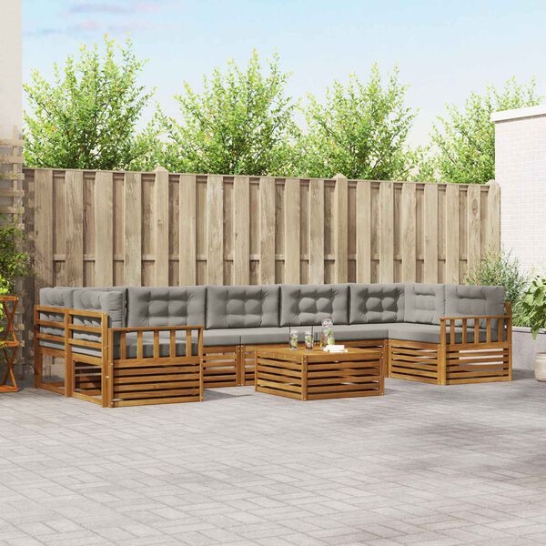 vidaXL Outdoor-Sofagarnitur mit Kissen 8 pcs Nat&uuml;rlich und Hellgrau