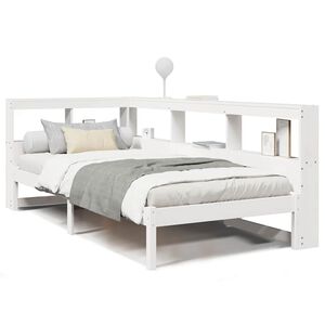 vidaXL Massivholzbett mit Regal ohne Matratze Wei&szlig; 75x190 cm Kiefer