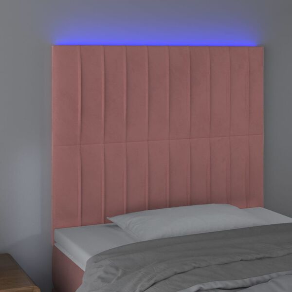 vidaXL LED Kopfteil Rosa 90x5x118/128 cm Samt