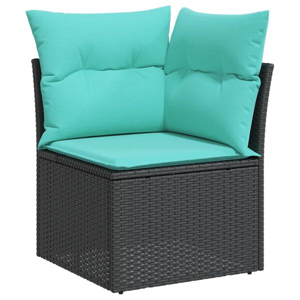 vidaXL 9-tlg. Garten-Sofagarnitur mit Kissen Schwarz Poly Rattan