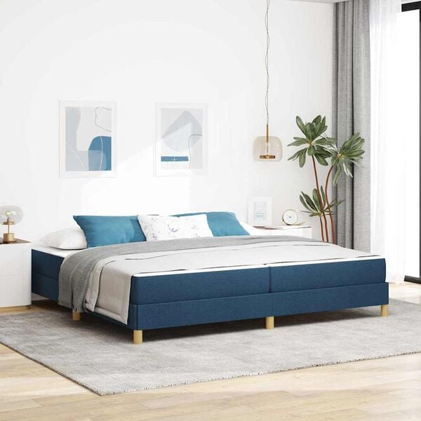 vidaXL Boxspringbett mit Matratze Blau 200 x 200 cm Stoff